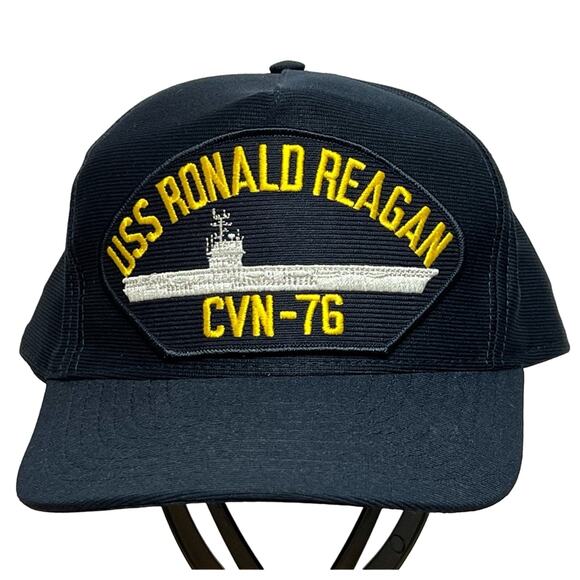 New 1990s VINTAGE USS RONALD REAGAN CVN-76 US Navy Military Hat Cap Made in USA - Picture 1 of 5